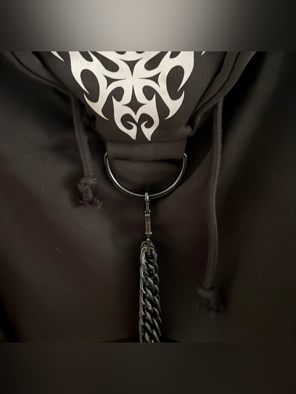 Club EXX X Dolls Kill “Mark of the Beast Cropped Hoodie With Chain Detail ~ NWT!